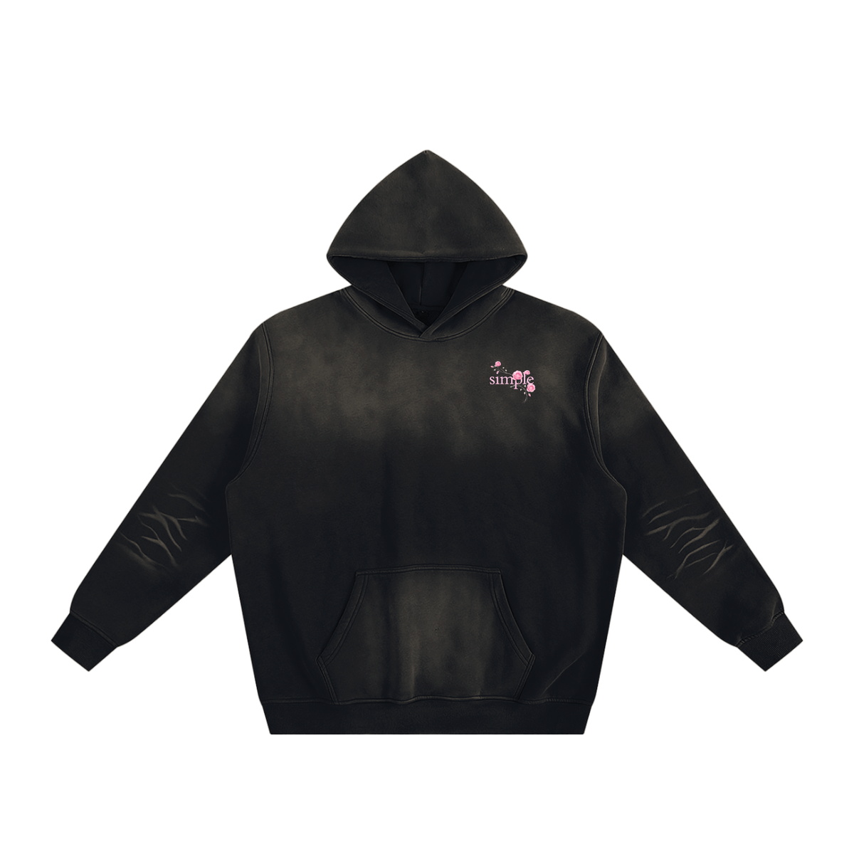 Simple Pink Rose Sunfade Fleeced Hoodie