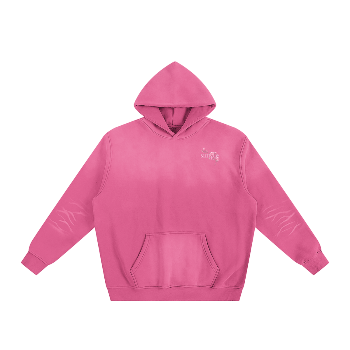 Simple Pink Rose Sunfade Fleeced Hoodie