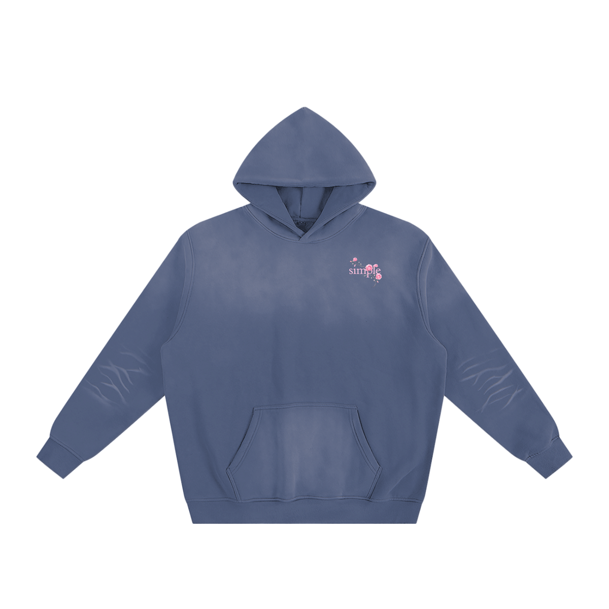 Simple Pink Rose Sunfade Fleeced Hoodie